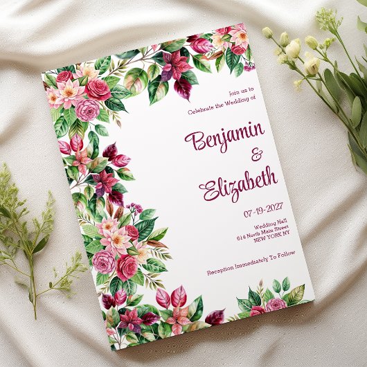美しカラフルい田舎花の結婚花束 招待状