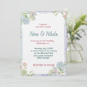 美しカラフルい花の招待 招待状 (スタンド正面)