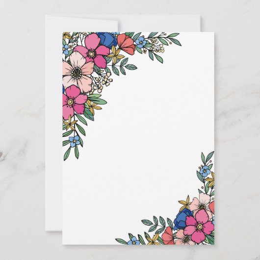 美しカラフルい花春サマー結婚ズ 招待状 (裏面)