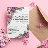 美しカラフルい花春サマー結婚ズ 招待状