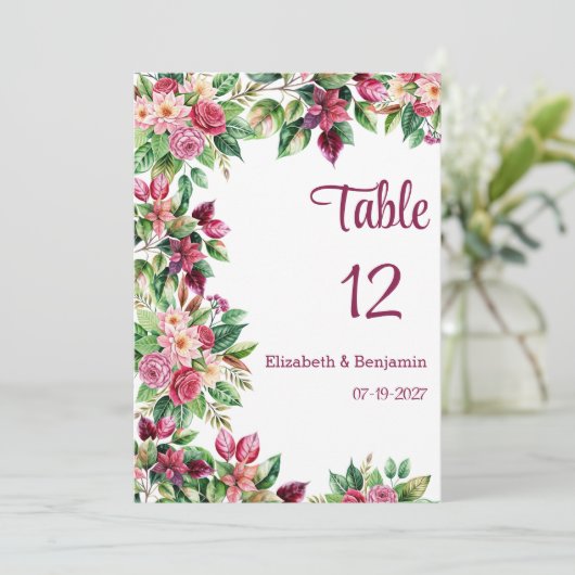 美しカラフルい花束表番号 招待状 (スタンド正面)