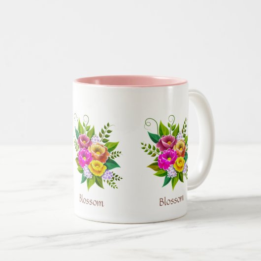 美しカラフルい花束 ツートーンマグカップ (正面右)