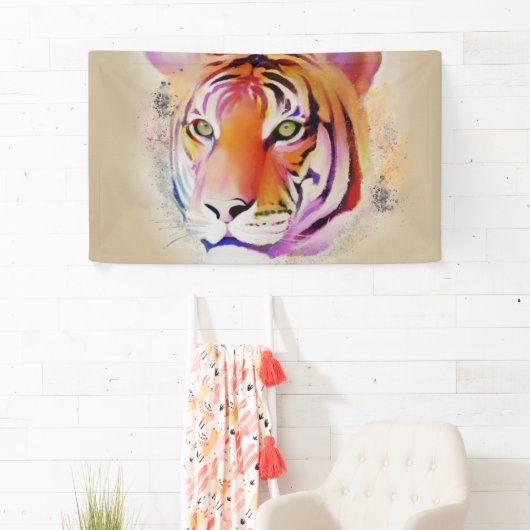 美しカラフルい虎の水の色絵画の 横断幕 (インサイチュ)