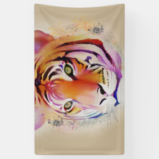 美しカラフルい虎の水の色絵画の 横断幕 (縦)