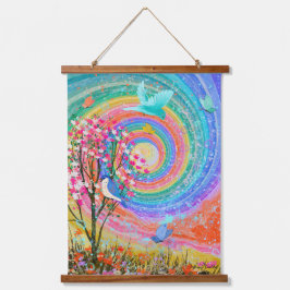 美しカラフルい虹の野花 吊り下げ型タペストリー