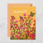 美しカラフルい蝶が咲く野花 ポストカード (正面/裏面)