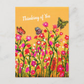 美しカラフルい蝶が咲く野花 ポストカード (正面)