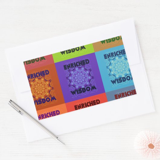 美しカラフルい豊かな知恵ポップ・アートの 長方形シール (封筒)