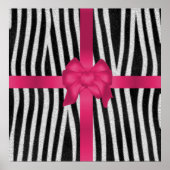 美しガーリーいゼブラ肌白黒ピンクボウ ポスター (正面)