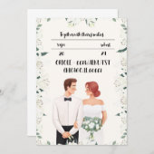 美しクラシックい花を持つ結婚式招待状 招待状 (正面/裏面)