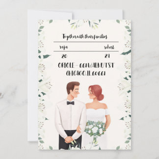 美しクラシックい花を持つ結婚式招待状 招待状