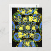 美しクールいブルー王室のブラック万華鏡のように千変万化するパターンアート ポストカード (正面/裏面)