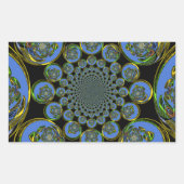 美しクールいブルー王室のブラック万華鏡のように千変万化するパターンアート 長方形シール (正面)