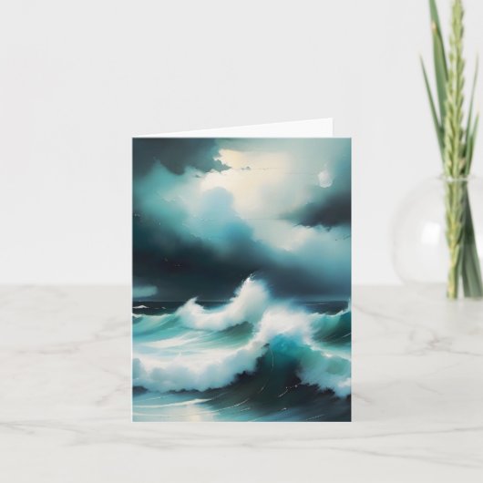 美しクールい青い海絵画波 カード (正面)