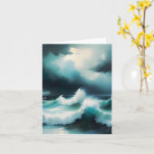 美しクールい青い海絵画波 カード (黄色い花)