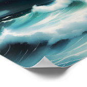 美しクールい青い海絵画波 ポスター (角)