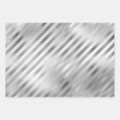 美しストライプのい銀結婚の ラッピングペーパーシート (正面3)