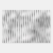 美しストライプのい銀結婚の ラッピングペーパーシート (正面2)