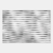 美しストライプのい銀結婚の ラッピングペーパーシート (正面)