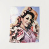 美しスペインのいフラメンコダンサーインレッド水玉模様 タペストリー (正面)