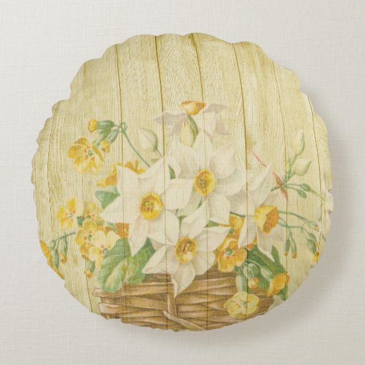 美しパーソナライズされたいカラフル水仙 ラウンドクッション (正面)