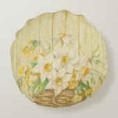 美しパーソナライズされたいカラフル水仙 ラウンドクッション (裏面)