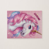 美しパーソナライズされたいガーリーユニコーン ジグソーパズル (横)