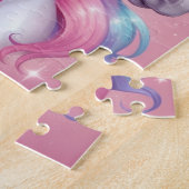 美しパーソナライズされたいガーリーユニコーン ジグソーパズル (側面)