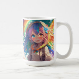 美しパーソナライズされたいレインボーアニメの少女 コーヒーマグカップ