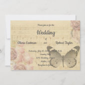 美しパーソナライズされたいロマンチッ結婚ク蝶 招待状 (正面)