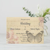 美しパーソナライズされたいロマンチッ結婚ク蝶 招待状 (スタンド正面)