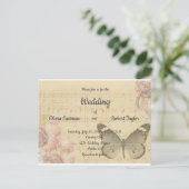 美しパーソナライズされたいロマン結婚ティック蝶 ポストカード (スタンド正面)