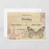 美しパーソナライズされたいロマン結婚ティック蝶 ポストカード (正面/裏面)