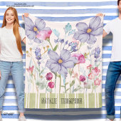 美しパーソナライズされたい植物紫色の緑 フリースブランケット