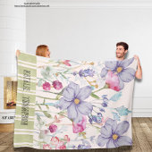 美しパーソナライズされたい植物紫色の緑 フリースブランケット