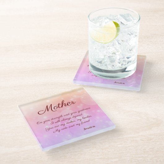 美しパーソナライズされたい母歌 ガラスコースター (アングル)