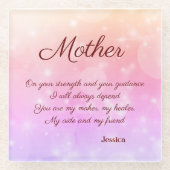 美しパーソナライズされたい母歌 ガラスコースター (正面)