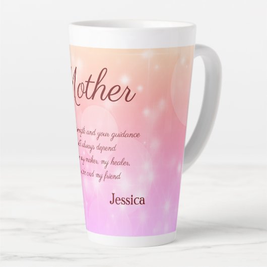美しパーソナライズされたい母詩 カフェラテマグ (右アングル)