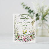 美しパーソナライズされたい熱帯フローラ結婚 ポストカード (スタンド正面)