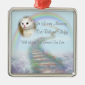 美しパーソナライズされたい猫や犬の記念碑 メタルオーナメント (正面)