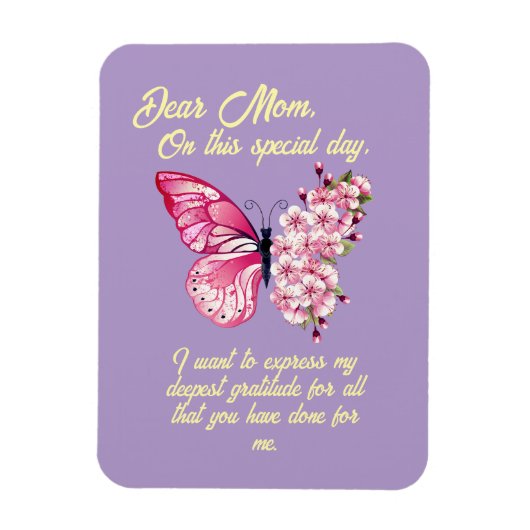 美しパーソナライズされたい蝶の母の日 マグネット (縦)