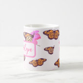 美しパーソナライズされたい蝶フローラ コーヒーマグカップ (中央)