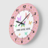 美しパーソナライズされたい蝶 ラージ壁時計 (傾斜)