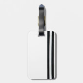 美しパーソナライズされたい長い黒まつげストライプ ラゲッジタグ (裏面縦)