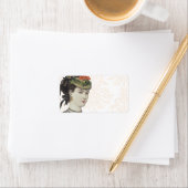 美しビクトリアンい女性 – ダマスクの背景 ラベル (インサイチュ)