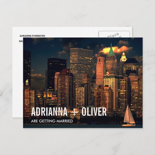 美しモダンいニューヨークのスカイライン日付を保存2 案内ポストカード (正面/裏面)