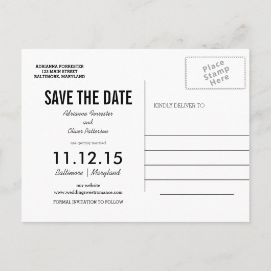 美しモダンいニューヨークのスカイライン日付を保存2 案内ポストカード (裏面)