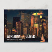 美しモダンいニューヨークのスカイライン日付を保存2 案内ポストカード (正面)