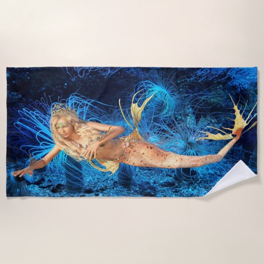 美しモダンい人魚 ビーチタオル (正面)