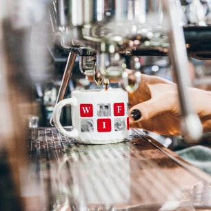 美しモダンい妻のためのコラージュ写真と赤い贈り物 エスプレッソカップ